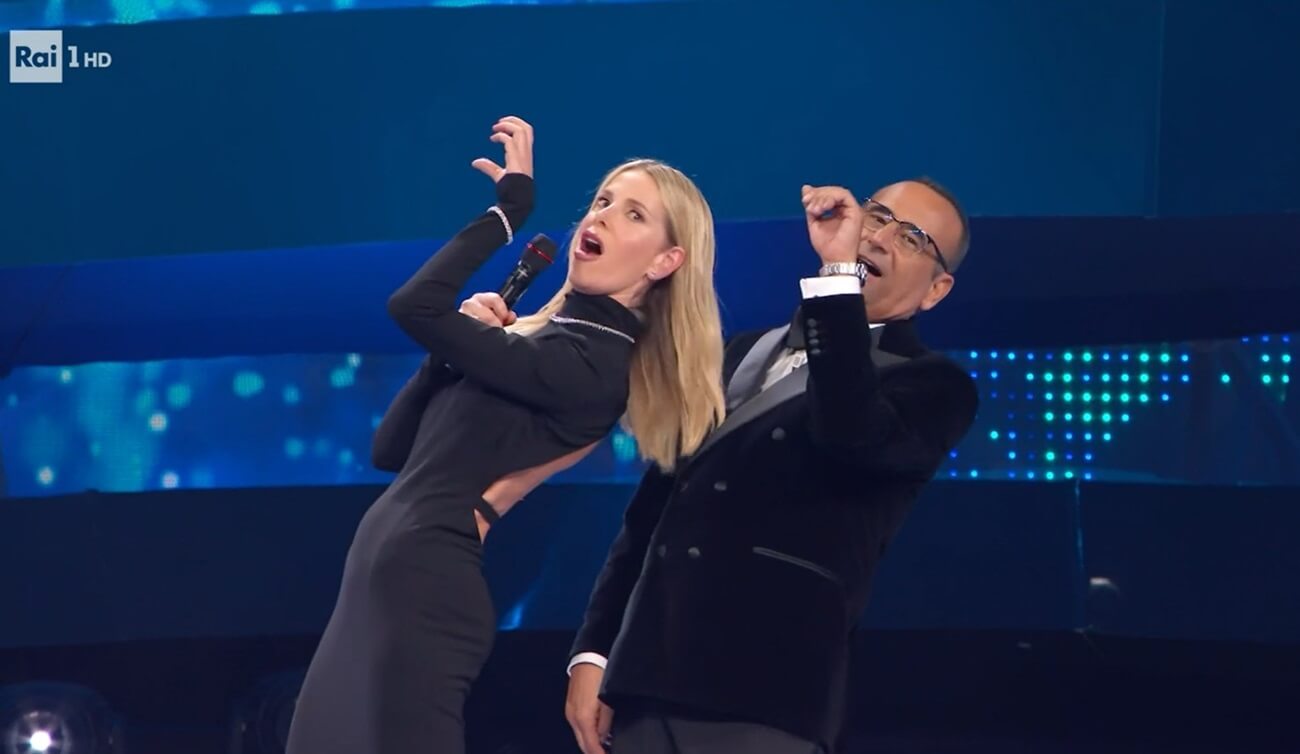 Alessia Marcuzzi e Carlo Conti a Sanremo 2025