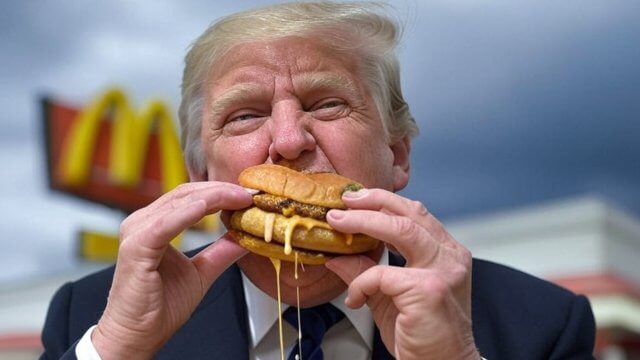 Donald Trump McDonald's - immagine creata artificialmente con Grok