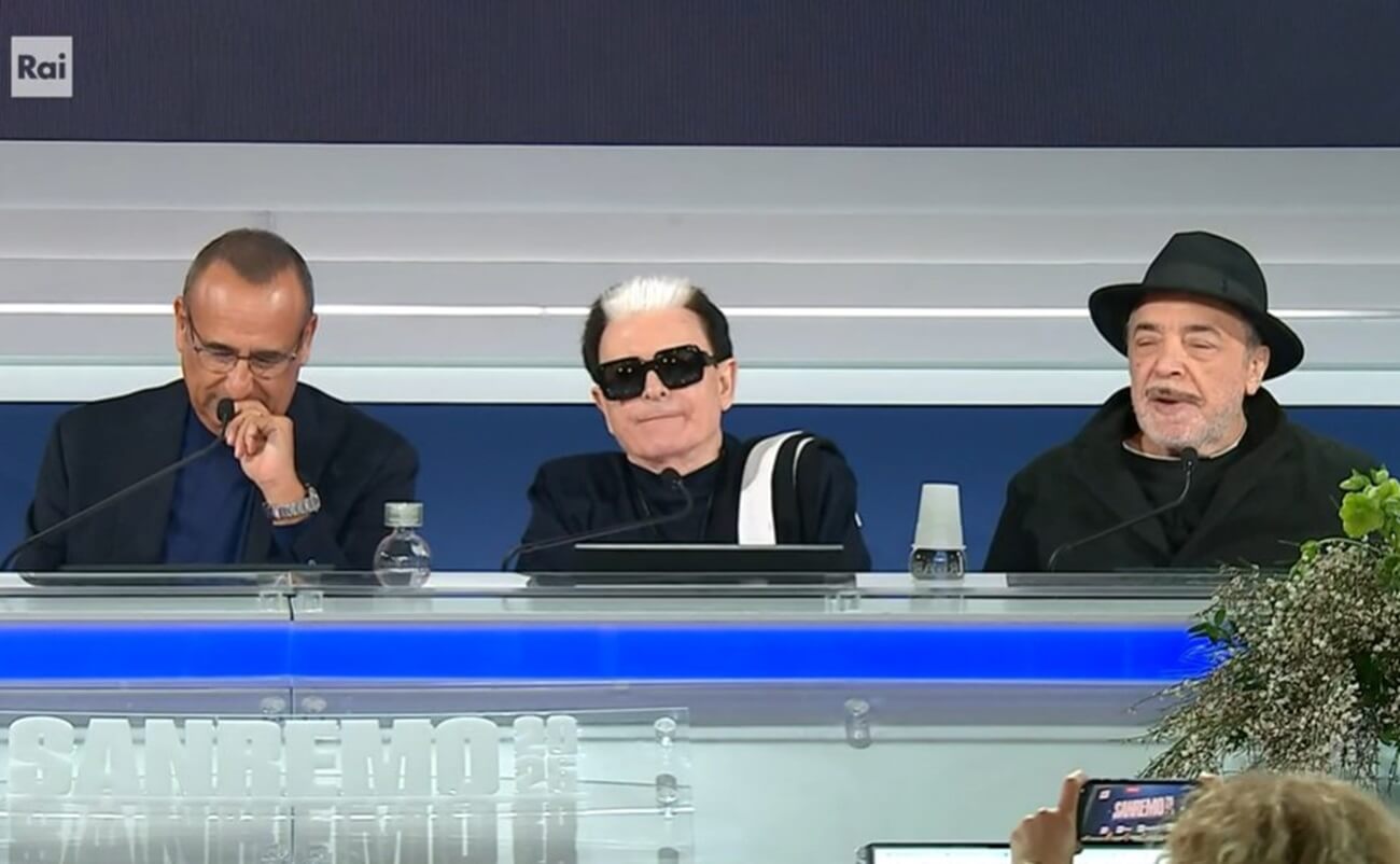Carlo Conti, Cristiano Malgioglio e Nino Frassica a Sanremo 2025