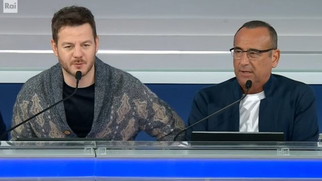 Alessandro Cattelan e Carlo Conti in conferenza stampa - prima serata Sanremo 2025