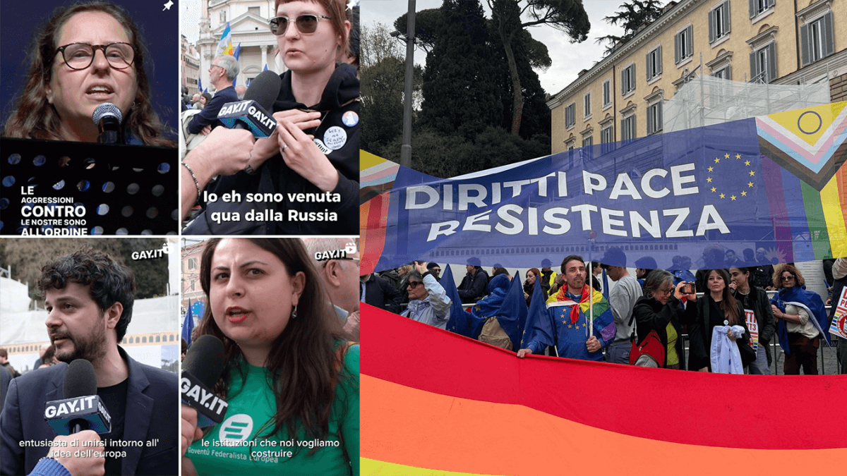 “Oggi tocca a noi, domani a chiunque non si riconosca nei principi illiberali e fascisti”: associazioni LGBTIAQ+ in piazza per l’Europa:  (VIDEO)