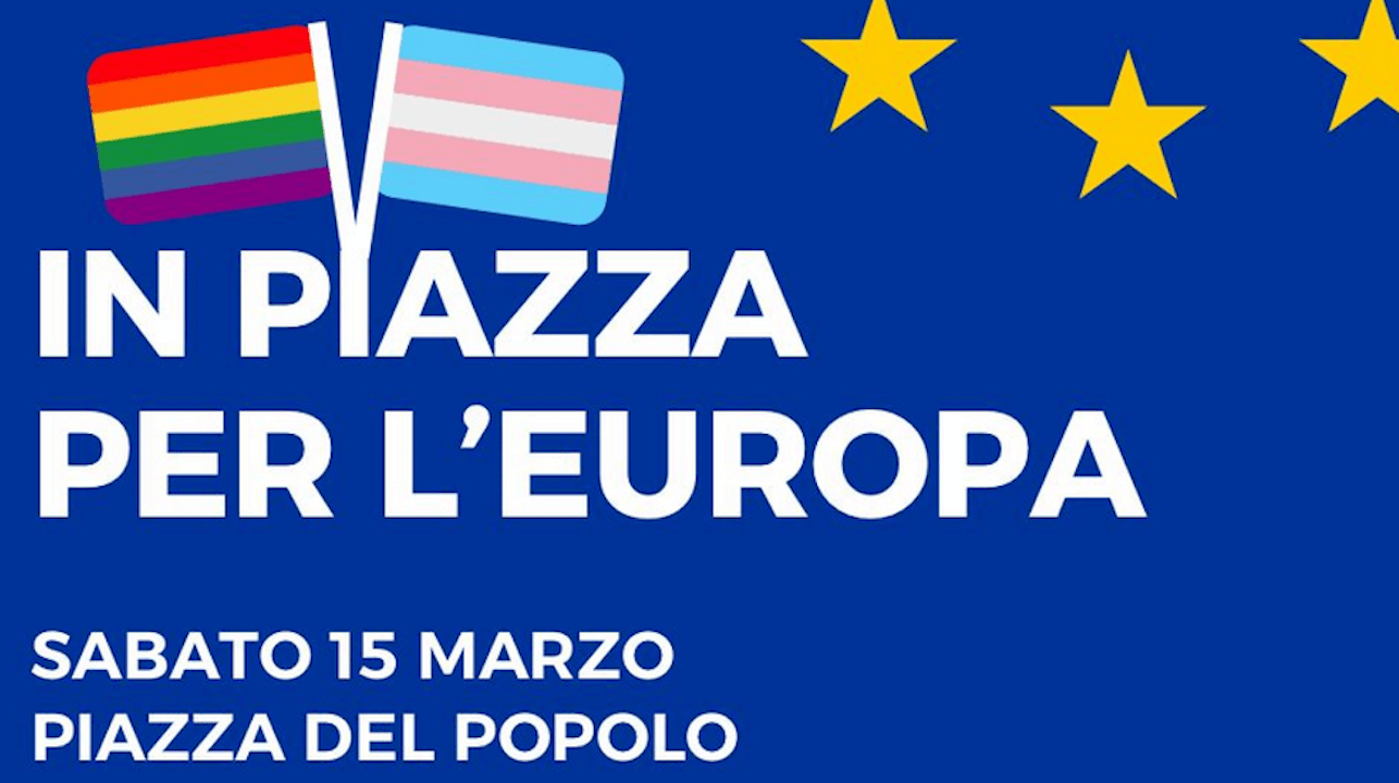 In piazza per l’Europa, le associazioni lgbtqia+ ci saranno con bandiere arcobaleno e trans