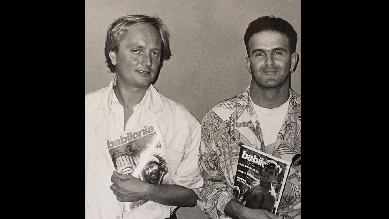 Ivan Teobaldelli e Felix Cossolo, fondatori di Babilonia, primo mensile omosessuale italiano, pubblicato per la prima volta nel 1982