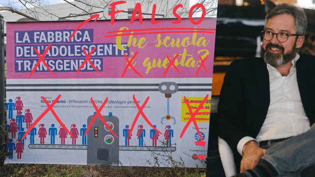 Il manifesto di Pro Vita inqualificabile, a destra il sindaco di Trento Franco Ianeselli (centro-sinistra)