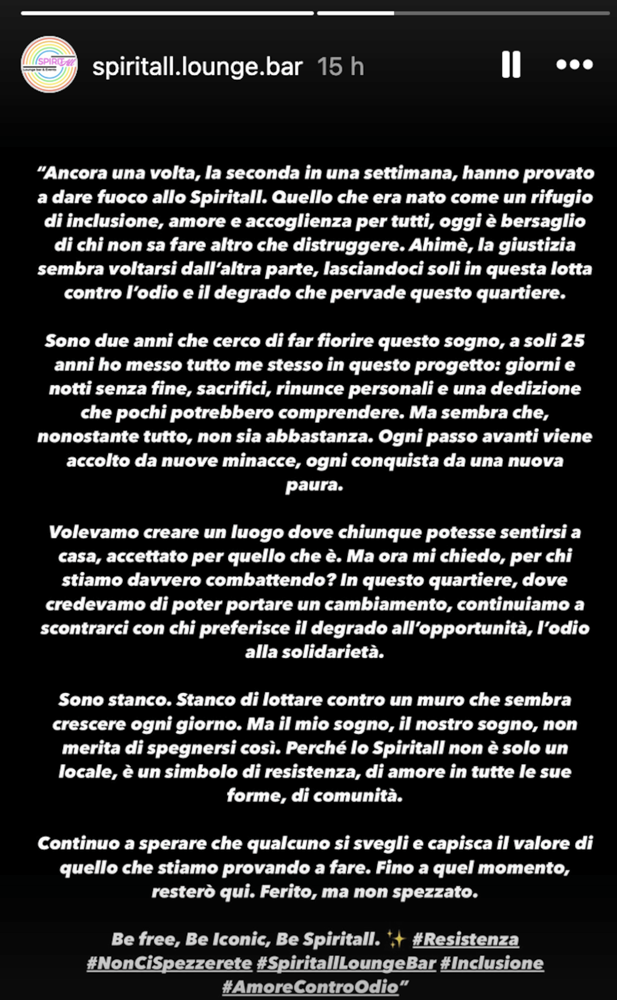 Roma, tentano di dare fuoco a bar LGBT+: "Da quando abbiamo aperto ci gridano fr*ci e ci sputano contro" - Screenshot 2025 03 17 alle 13.44.59 - Gay.it