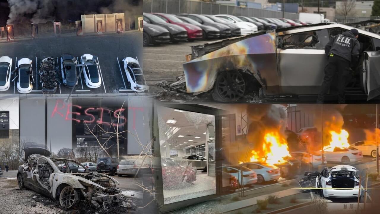 Secondo Elon Musk sarebbero le persone trans a vandalizzare le sue Tesla - Tesla vandalizzate - Gay.it