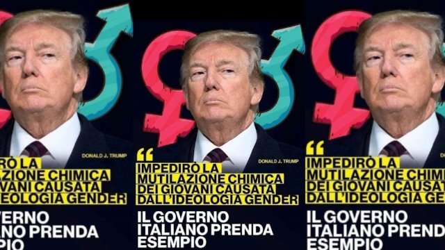 Cesena, il Comune prende le distanze ma non rimuove i manifesti transfobici che inneggiano a Trump - Cesena manifesti anti gender - Gay.it