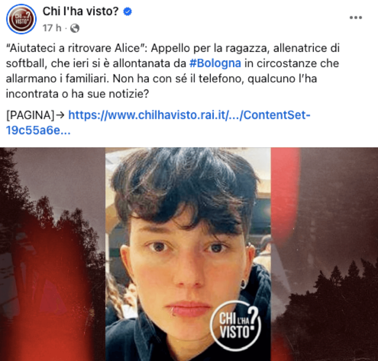 L'appello di Chi l'ha visto? dopo la scomparsa di Alice Morelli