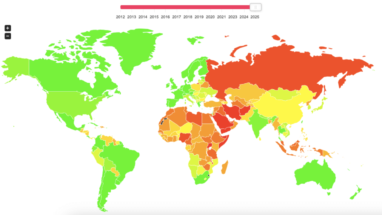 La mappa dei Paesi più pericolosi