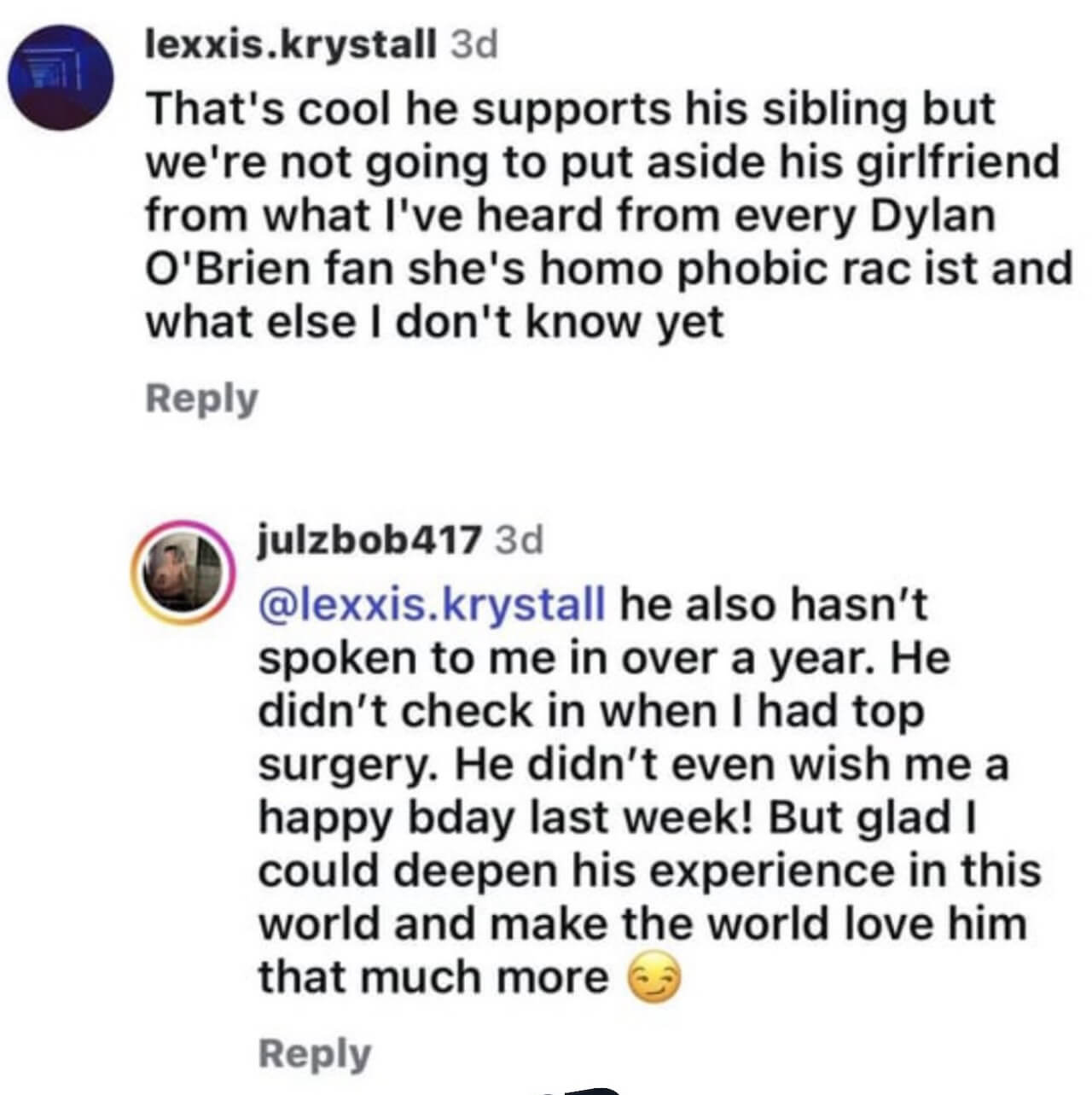 Dylan O’Brien si dice “così grato” per suo fratello trans, ma Julz O'Brien precisa: "Non mi parla da un anno" - Dylan OBrien e Julz OBrien la reazione social - Gay.it