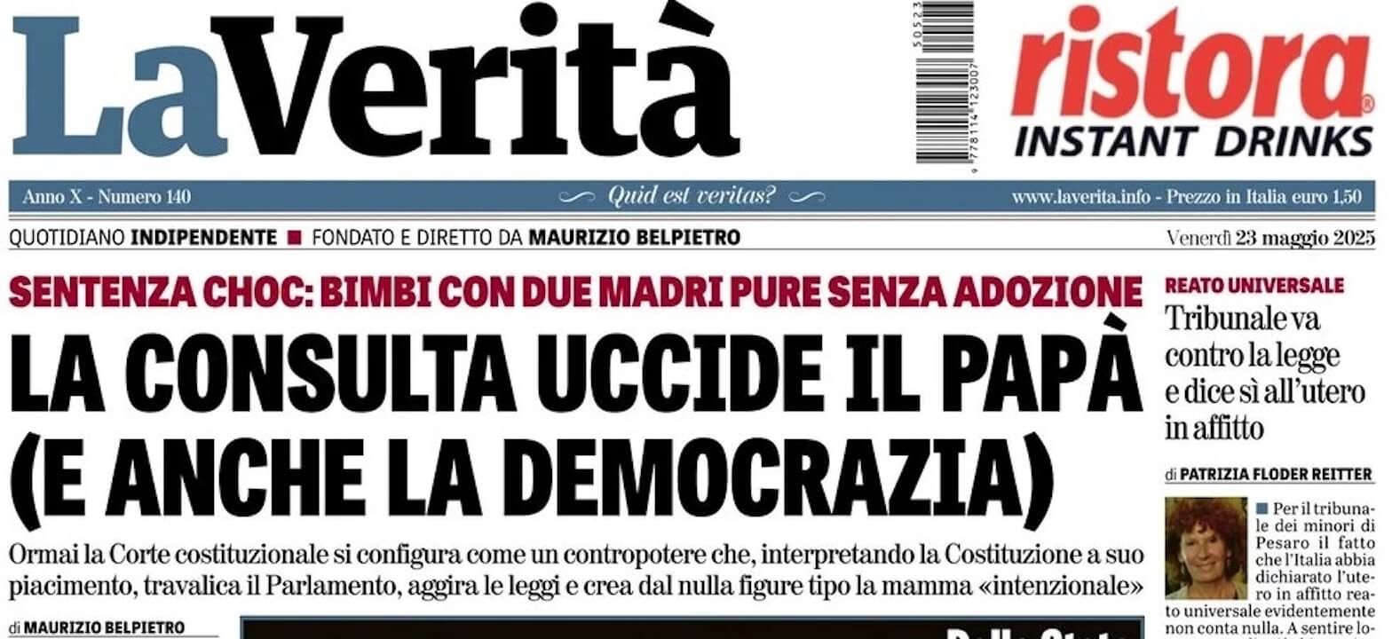 Salvini e Roccella contro la Consulta: "Sentenza politica, il papà non si cancella" - La Verita a firma Maurizio Belpietro - Gay.it