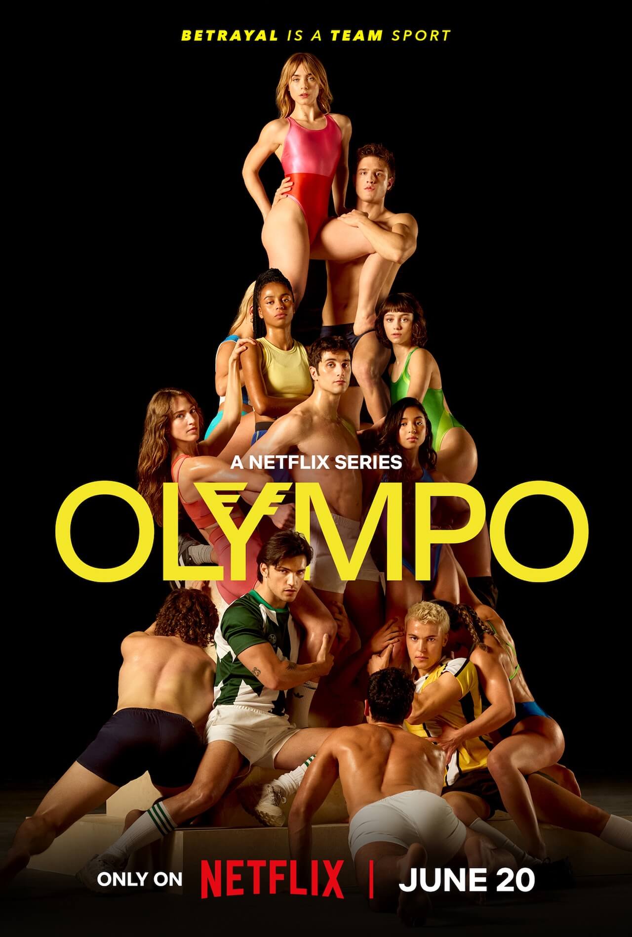 Olympo: Fluidità, omoerotismo, menage-a-trois gay, intersessualità e omofobia nello sport nella nuova serie Netflix - Olympo poster - Gay.it