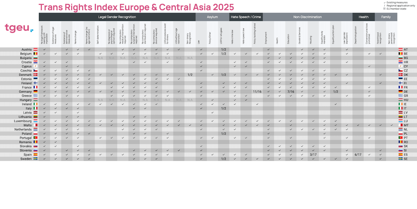 I diritti delle persone trans al minimo storico sia in Asia che in Europa, Italia fanalino di coda UE. La Trans Rights Map 2025 - Trans Rights Map 2025 EU - Gay.it