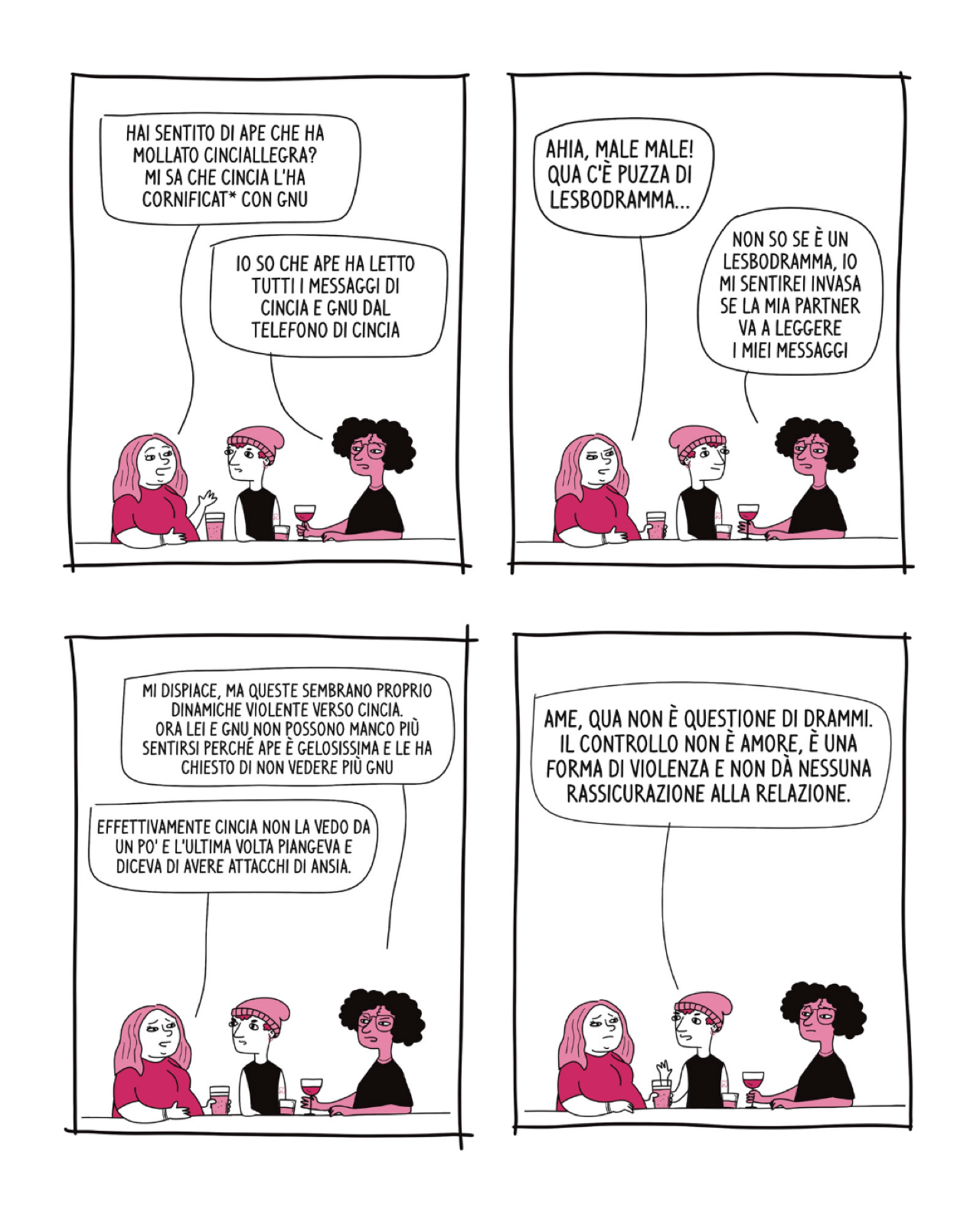 Linea Lesbica e Antiviolenza, campagna di comunicazione a fumetti