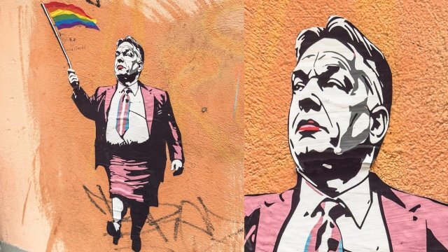 "Un'altra Ungheria è possibile", alla vigilia del Budapest Pride Laika sfida Orban con un'opera nel cuore della città - Budapest La street artist Laika sfida Orban prima del Pride - Gay.it