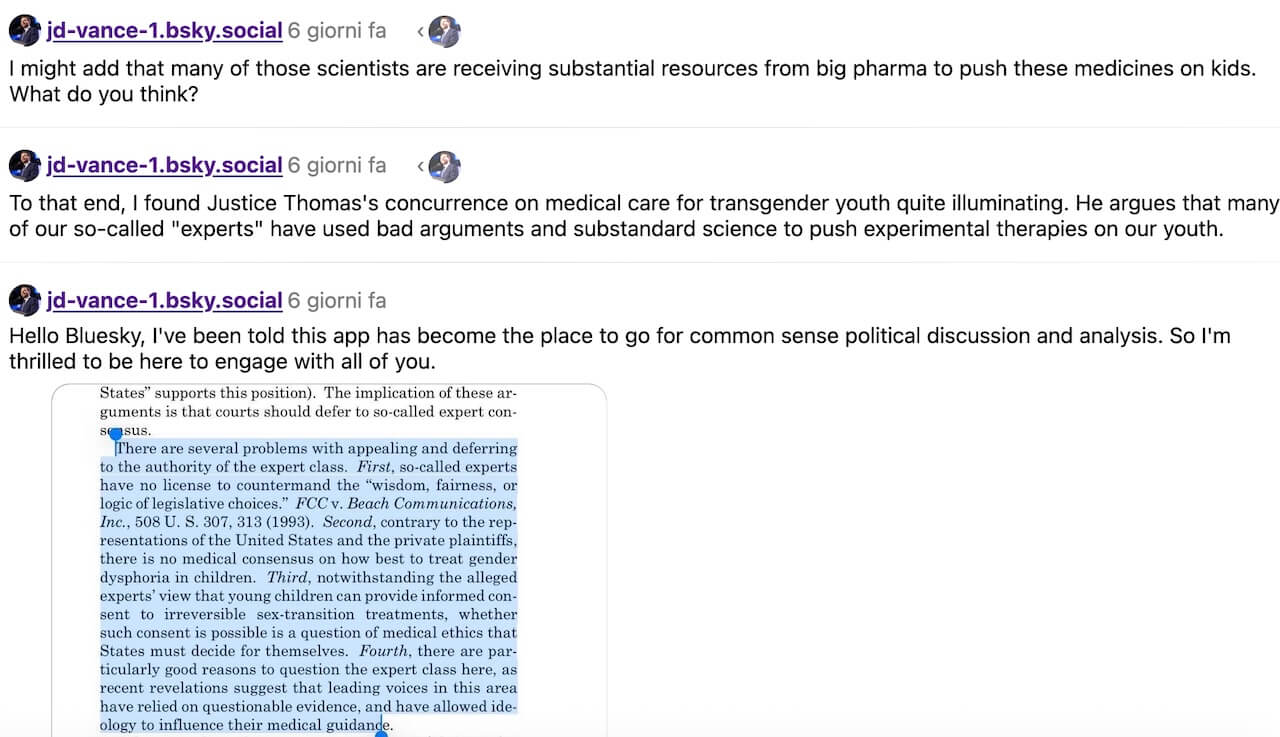 JD Vance debutta su Bluesky con un post transfobico e l'account del vicepresidente USA diventa il più bloccato di sempre - JD Vance debutta su Bluesky con un post transfobico e laccount del vicepresidente USA diventa il piu bloccato di sempre 1 - Gay.it