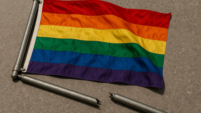 Bandiere arcobaleno spezzate - immagine realizzata con IA