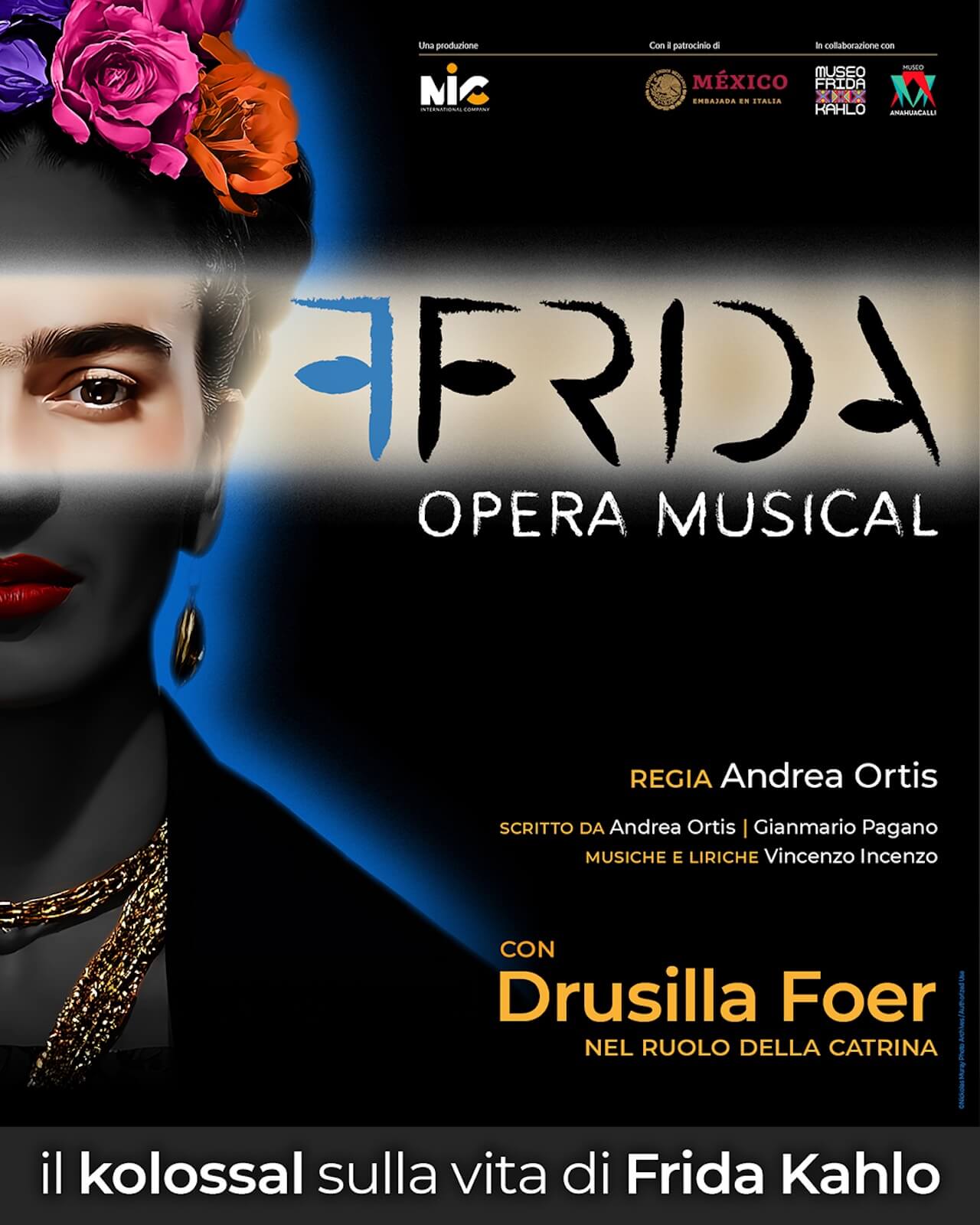 Frida Opera Musical, arriva a teatro la vita dell'icona queer Kahlo con Drusilla Foer signora Morte - Frida Opera Musical il poster - Gay.it