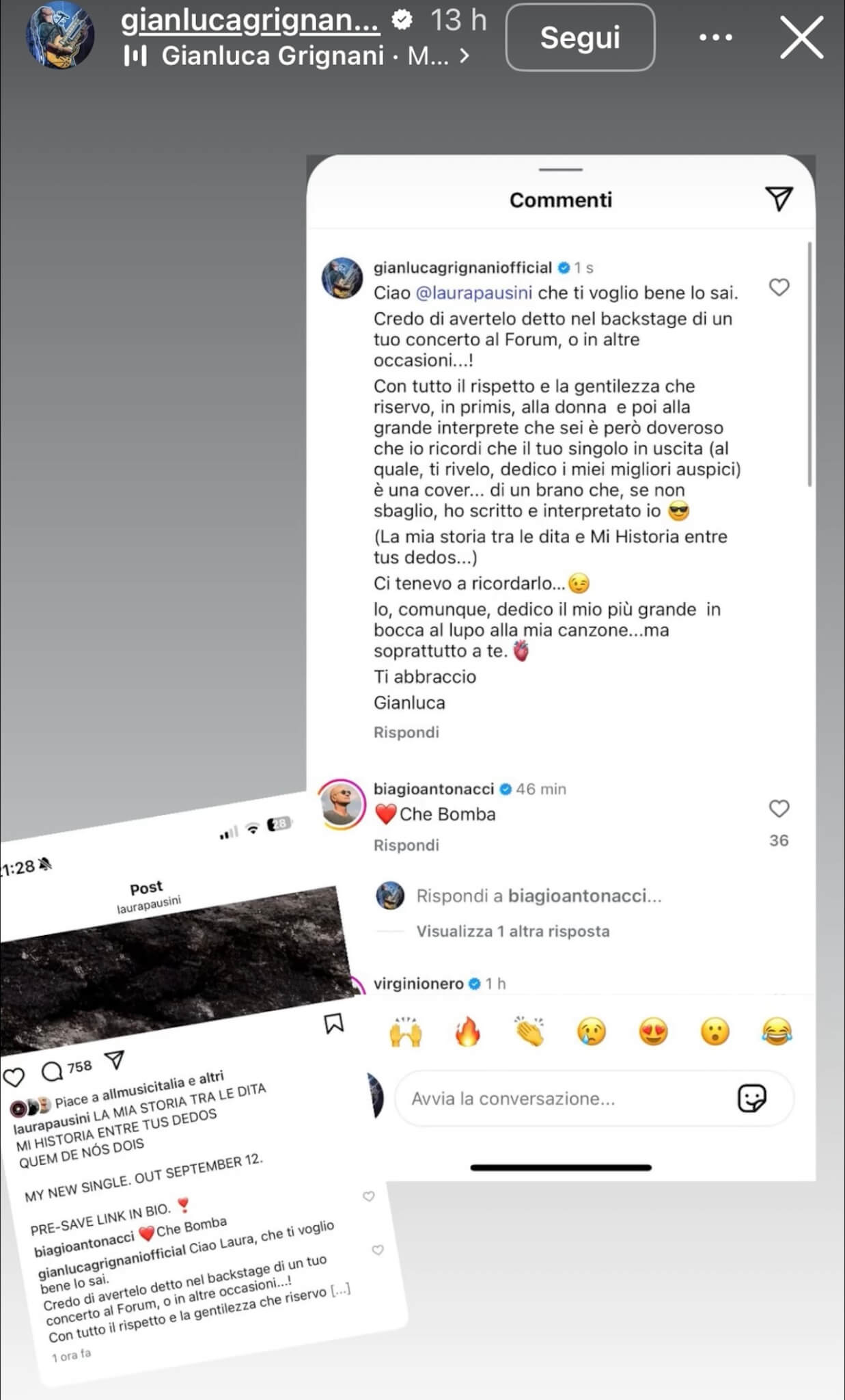 Gianluca Grignani vs. Laura Pausini: "Ti ricordo che stai cantando una mia canzone". E lei risponde - Gianluca Grignani vs. Laura Pausini 2 - Gay.it