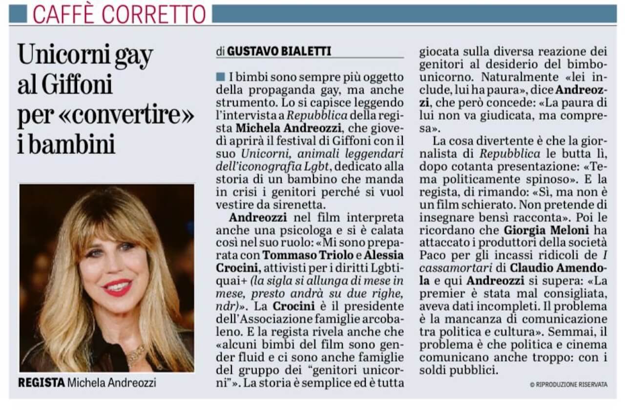 “Al Giffoni per convertire i bambini”: La Verità contro Unicorni di Andreozzi e Crocini - La verita attacca Unicorni il film - Gay.it