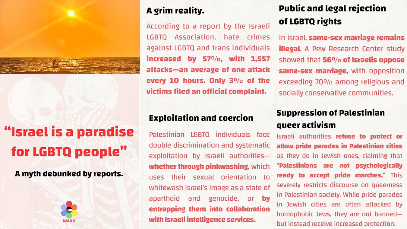 Un post di "Ward Gaza Queer" l'account queer palestinese nato nelle ultime settimane.