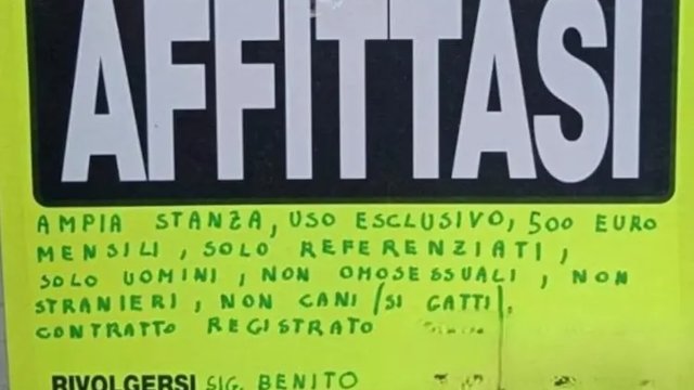 Roma, cartello d'affitto omofobo: "Ampia stanza per soli uomini, non omosessuali" - Talenti annuncio omofobo - Gay.it