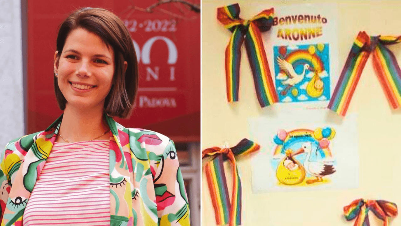 Padova, l’assessora Colonnello appende fiocchi arcobaleno per il figlio neonato: “Sarà lui a decidere, spero solo non sia omofobo”