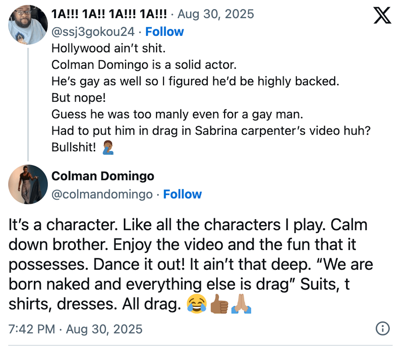 Colman Domingo in drag per "Tears" di Sabrina Carpenter: "Nasciamo nudi e tutto il resto è drag" (VIDEO) - A chi da fastidio Colman Domingo in drag - Gay.it