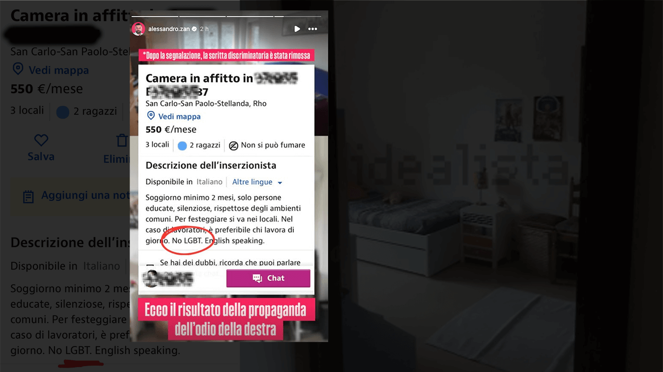 Affitto No LGBT Milano Idealista Alessandro Zan