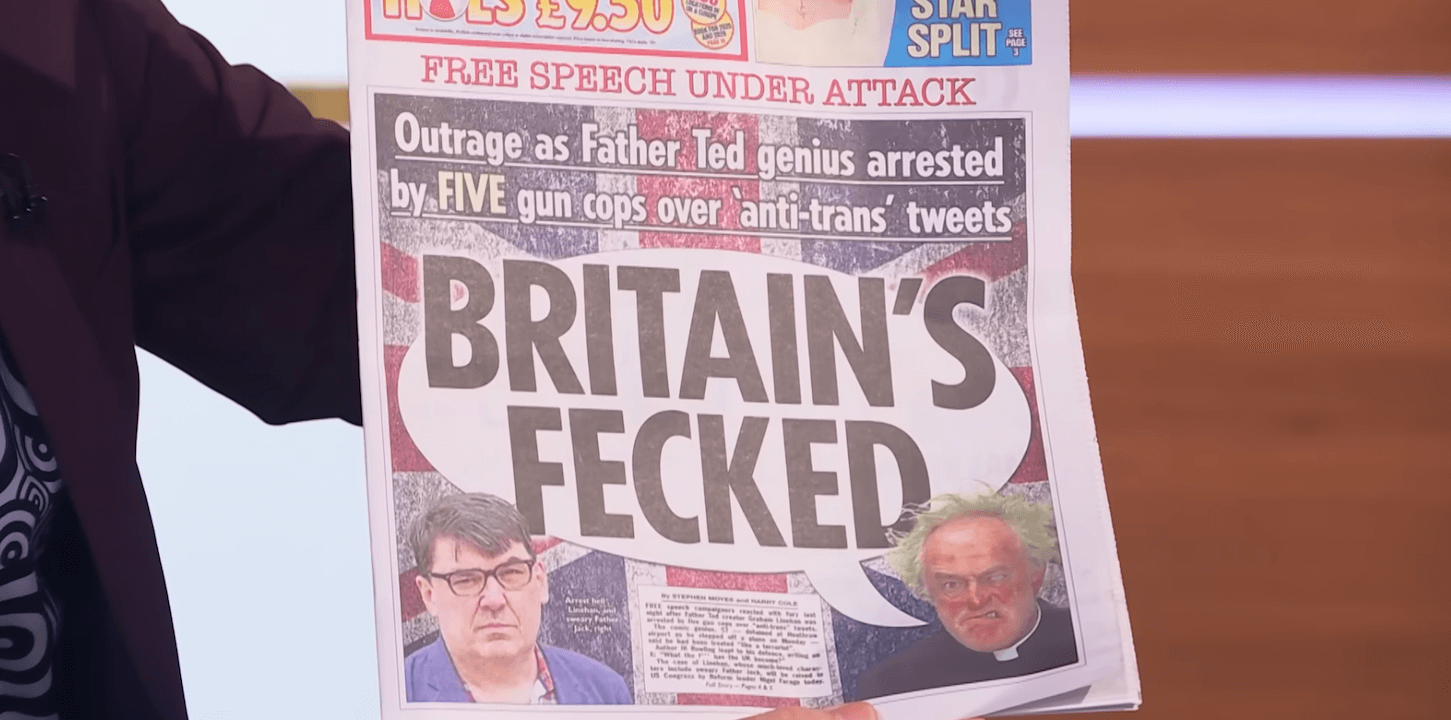 Graham Linehan arrestato per aver invitato a prendere a pugni un "uomo che si identifica come donna trans" - Graham Linehan 4 - Gay.it