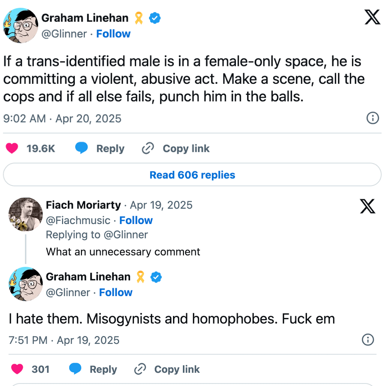 Graham Linehan arrestato per aver invitato a prendere a pugni un "uomo che si identifica come donna trans" - Graham Linehan - Gay.it