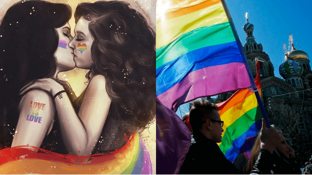 Russia, donna multata per post con bandiere rainbow e donne che si baciano