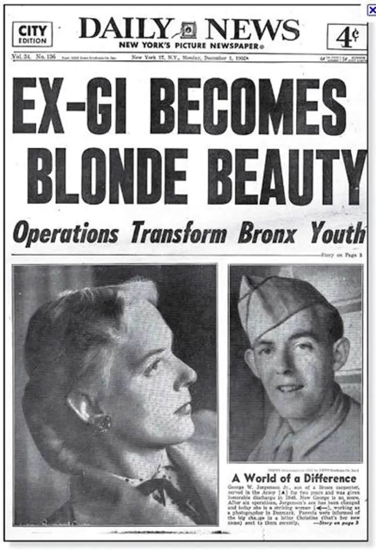 Monster 3, la vera storia di Christine Jorgensen, pioniera trans che Ryan Murphy fa interagire con Ed Gein - Christine Jorgensen daily news - Gay.it