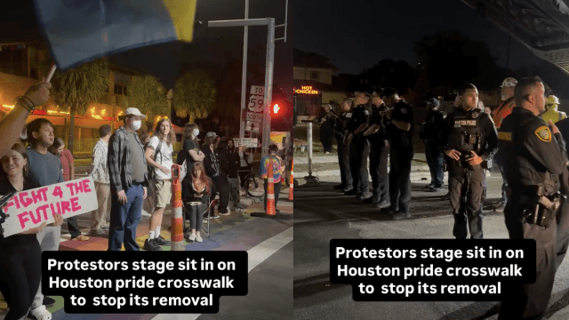 Dopo la Florida anche il Texas, arresti di massa per chi protesta contro la cancellazione delle strisce pedonali rainbow (VIDEO) - Dopo la Florida anche il Texas arresti di massa per chi protesta contro la cancellazione delle strisce pedonali rainbow VIDEO - Gay.it