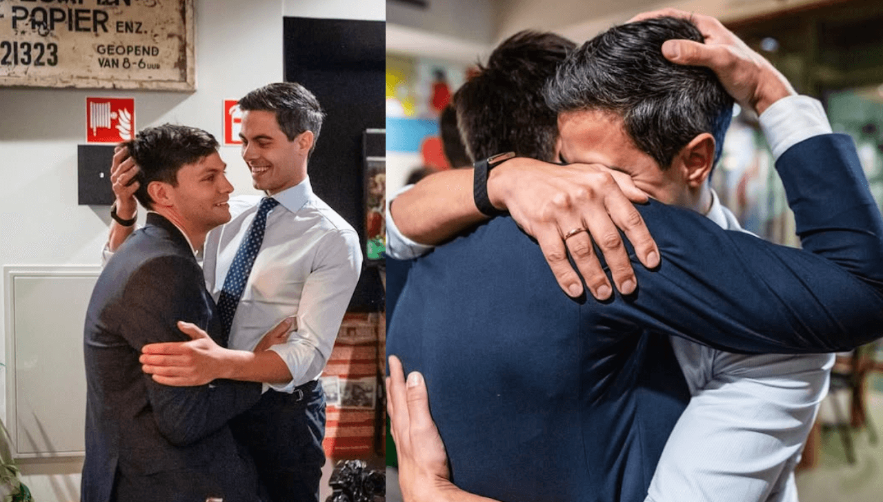 Diritti LGBTQIA+, le 15 belle notizie del 2025 - Olanda Rob Jetten festeggia il trionfo elettorale con lamato Nico - Gay.it