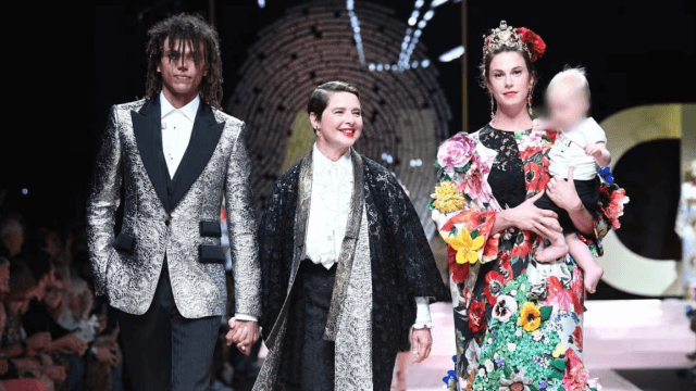 Isabella Rossellini con i figli Elettra e Roberto