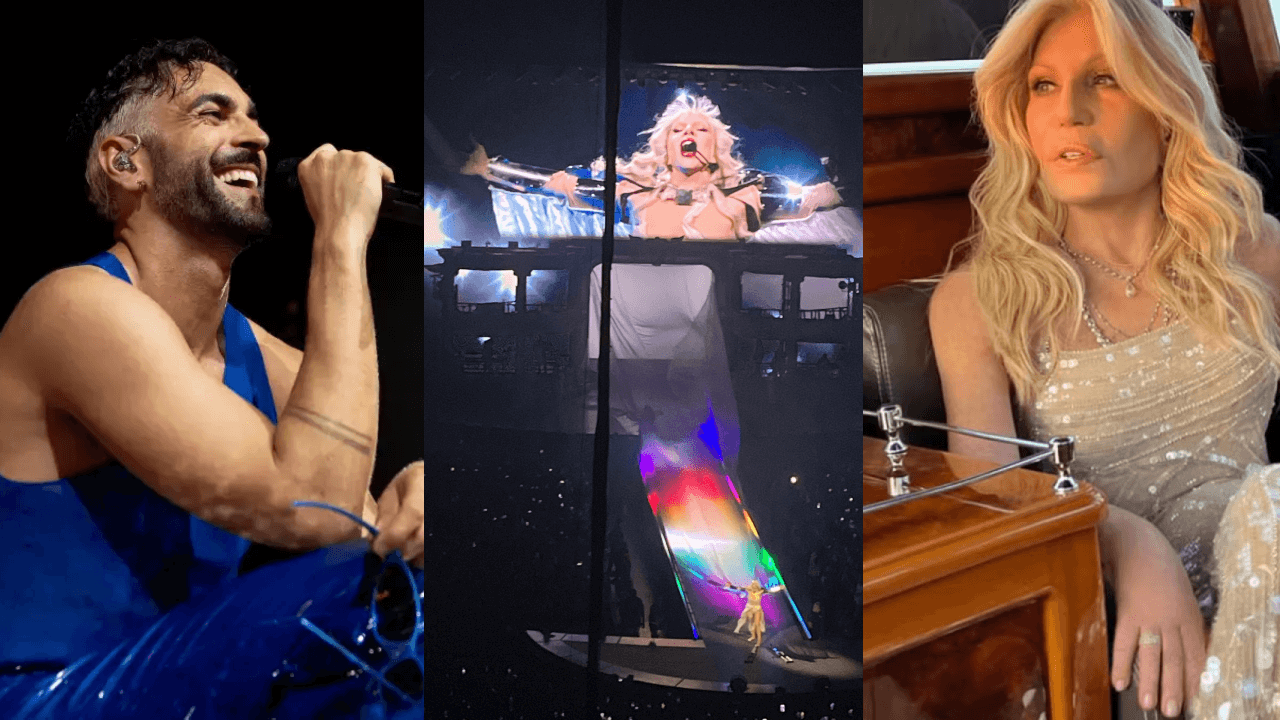 Il video di Marco Mengoni fa impazzire il Forum: saluti e baci a Donatella Versace durante il concerto di Lady Gaga