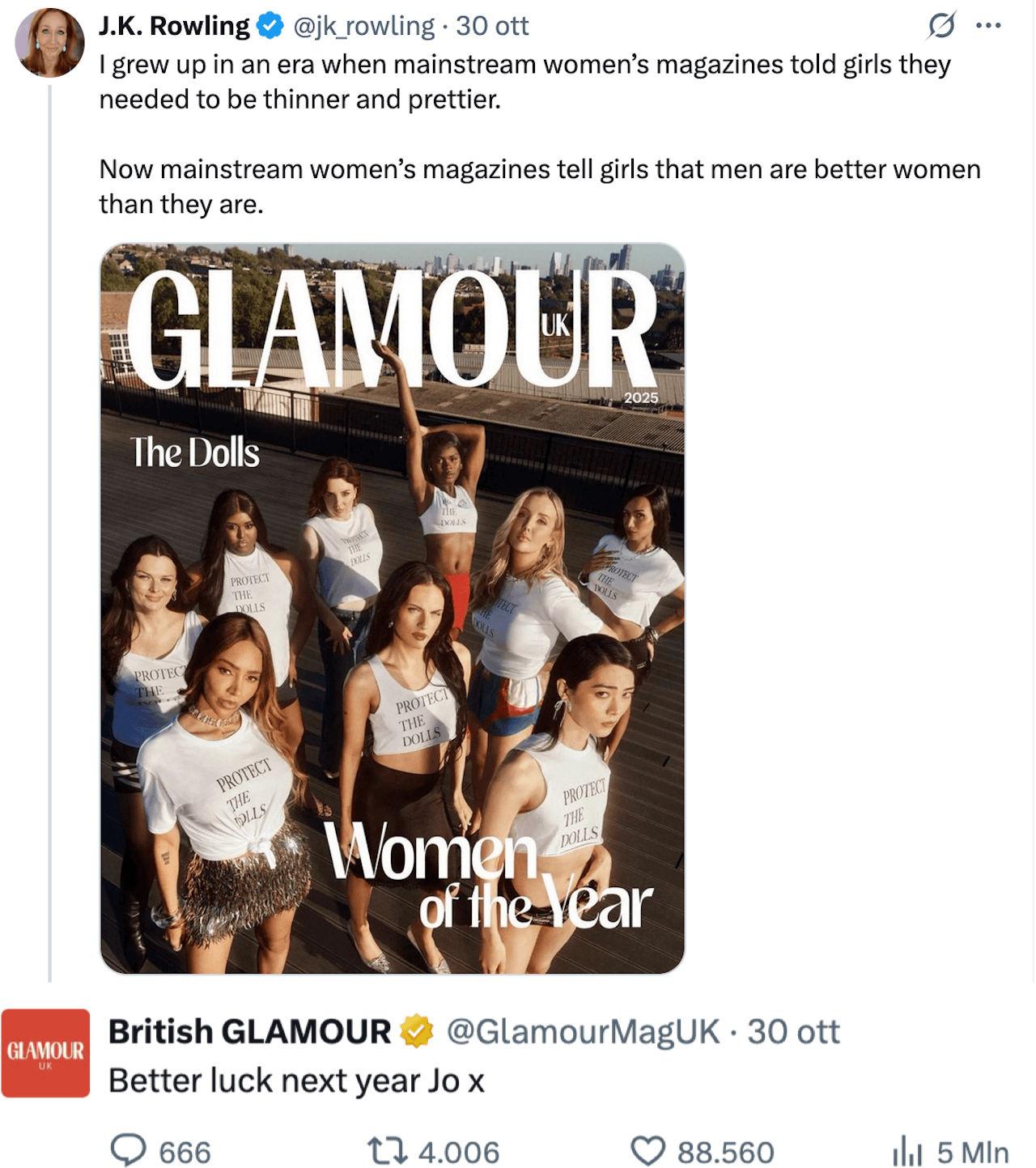Glamour celebra le donne trans, J.K. Rowling attacca: "Dite alle ragazze che gli uomini sono donne migliori di loro" - Glamour UK celebra le donne trans e J.K. Rowling attacca 1 - Gay.it