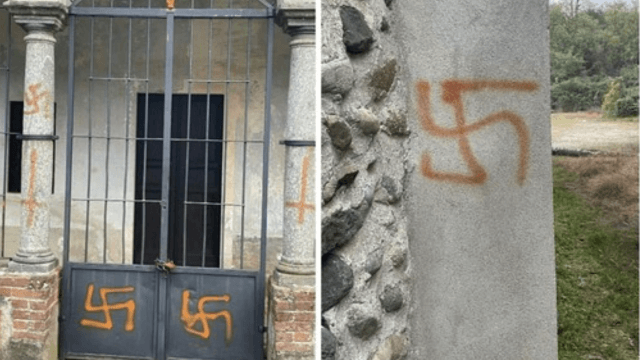 Svastiche e scritte omofobe a Biella