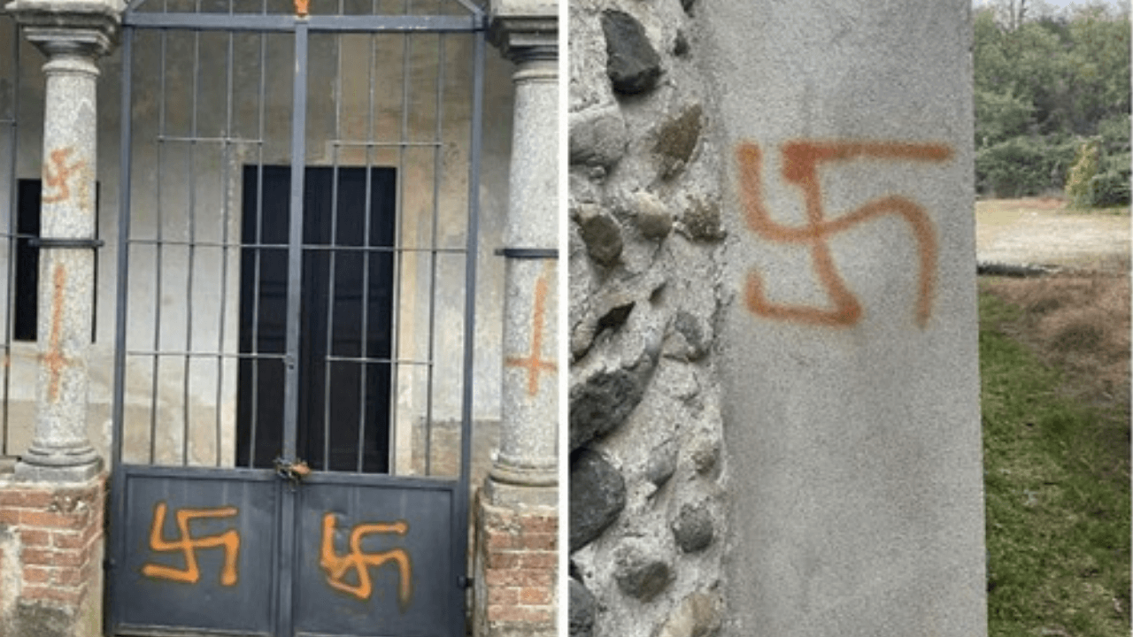 Svastiche e scritte omofobe a Biella
