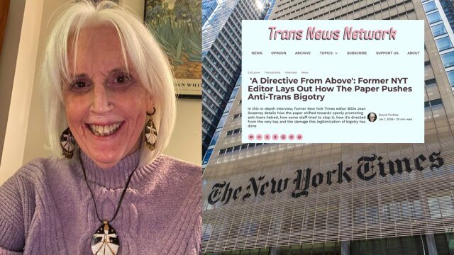 Billie Jean Sweeney, ex editor del New York Times, donna trans: l'accusa di transfobia scagliata contro il più influente quotidiano liberal al mondo è arrivata in un'intervista pubblicata su Trans.News.Network.