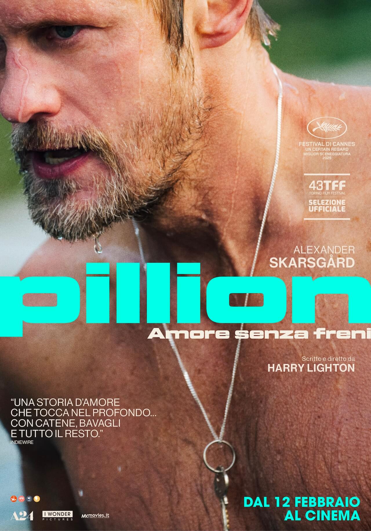 Harry Melling, da Harry Potter al BDSM di Pillion: "Dal boot licking all'orgia gay nel bosco, mai a disagio" - IWP Pillion SKARSGARD poster web - Gay.it