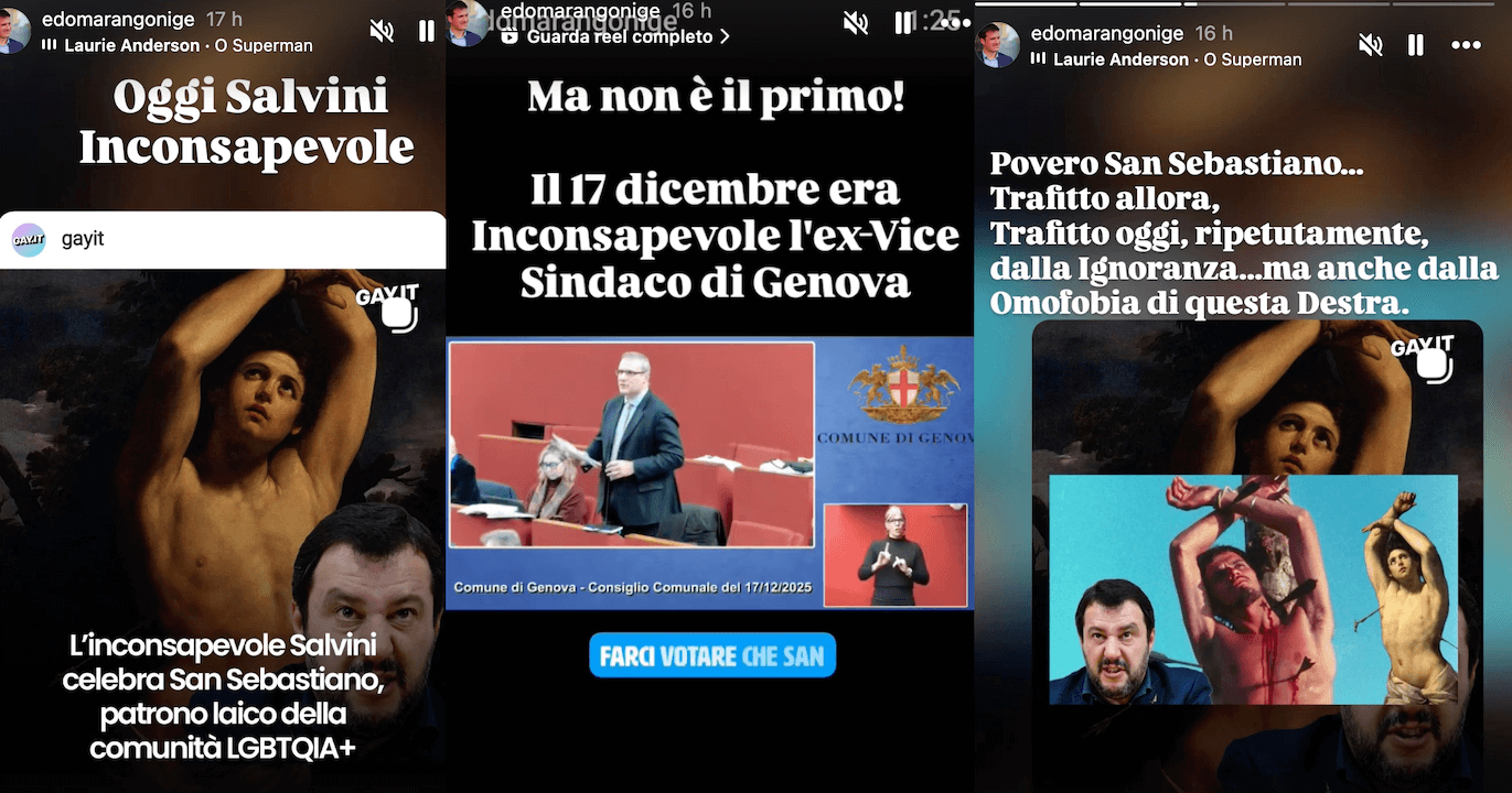 Genova, consigliere di centrodestra e il San Sebastiano come icona queer: "Propaganda pura" (VIDEO) - San Sebastiano a Genova - Gay.it