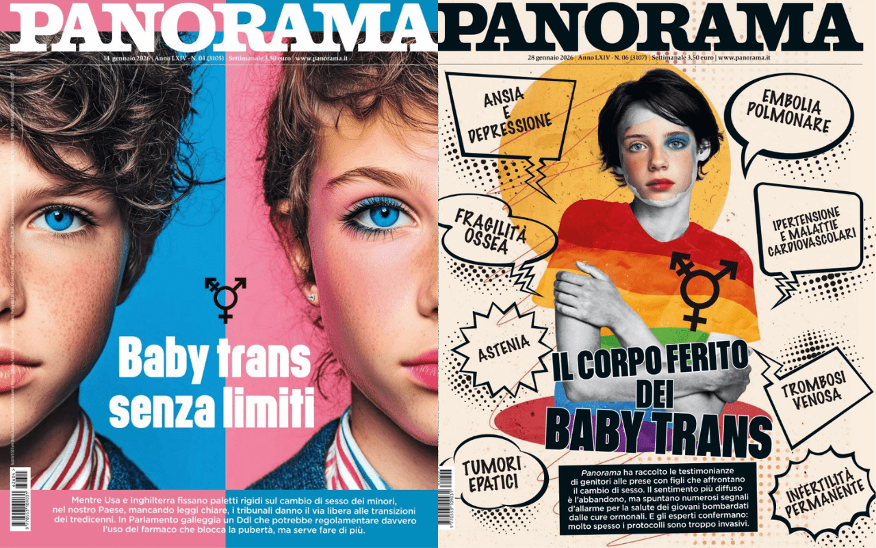 Le due copertine di Panorama sui "baby trans"