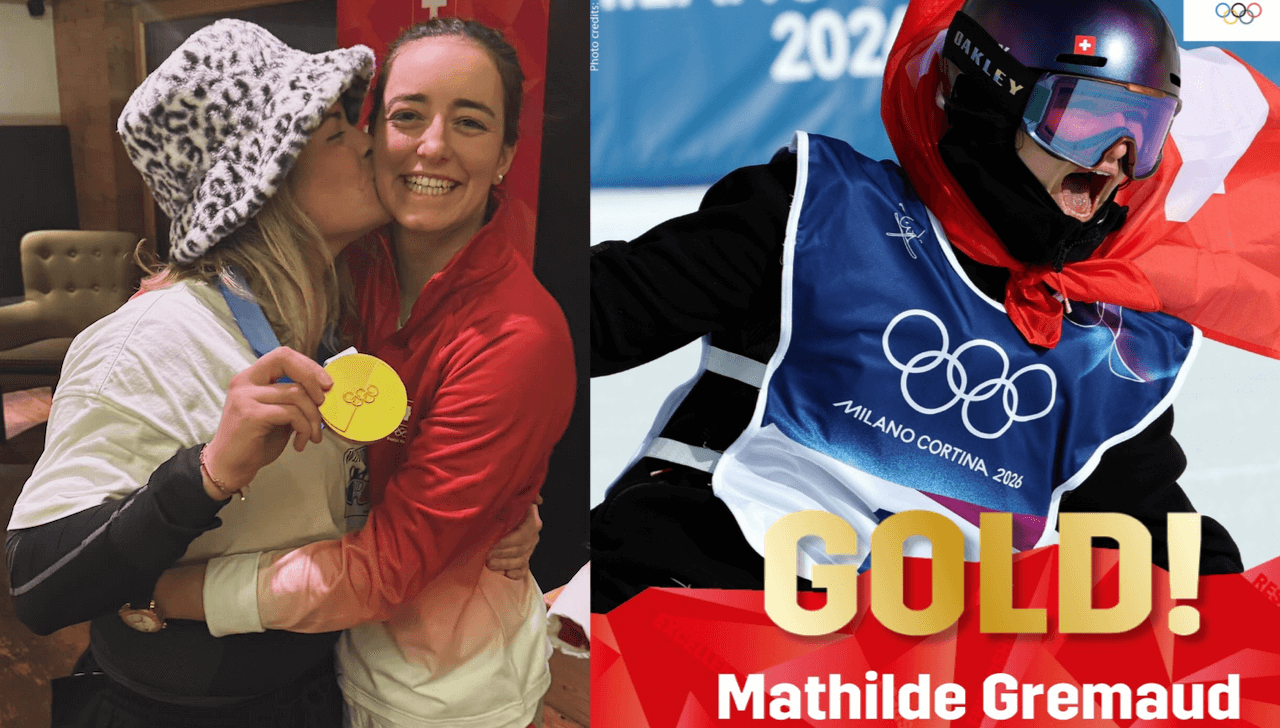 Milano Cortina 2026 da record, ecco tutti gli atleti dichiaratamente LGBTQIA+ vincitori di una medaglia - Milano Cortina 2026 Mathilde Gremaud vince loro olimpico e il bacio dellamata Vali Holl 2 - Gay.it