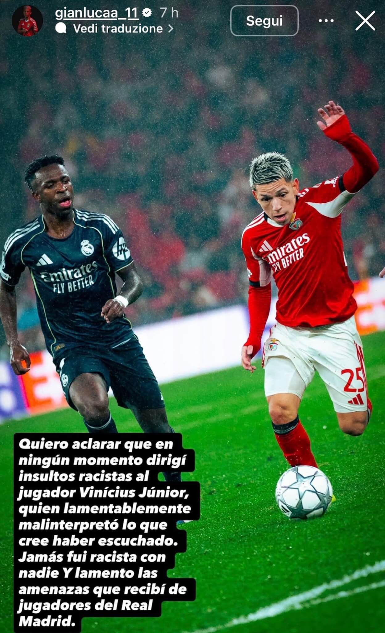 Benfica-Real, è caos in campo tra Prestianni e Vinicius: "Sostiene di non avergli detto scimmia ma fr*cio" (VIDEO) - Prestianni insulta Vinicius - Gay.it