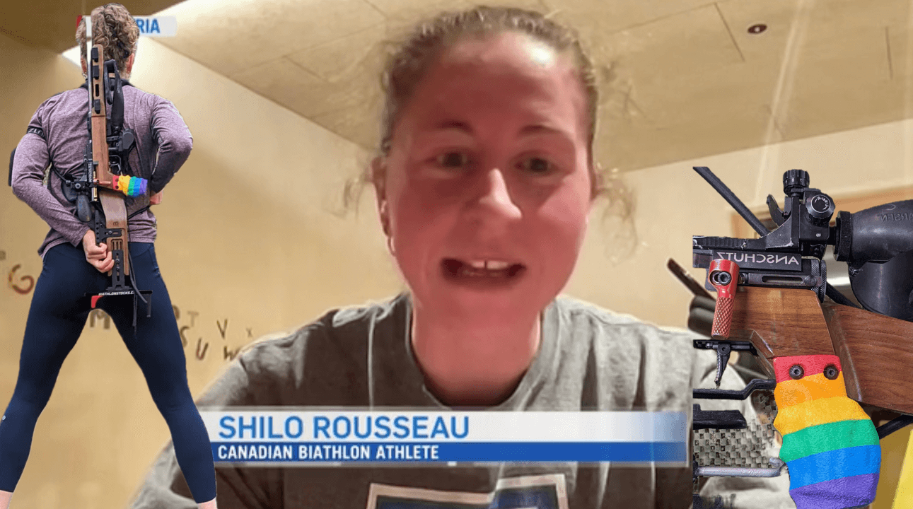 Milano Cortina 2026, la biatleta Shilo Rousseau in gara alle Olimpiadi con il fucile rainbow
