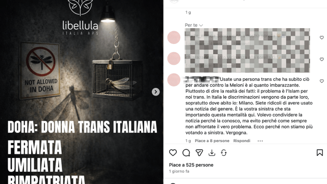 Donna trans trattenuta a Doha, Associazione Libellula denuncia opacità e attacchi dai gay conservatori.