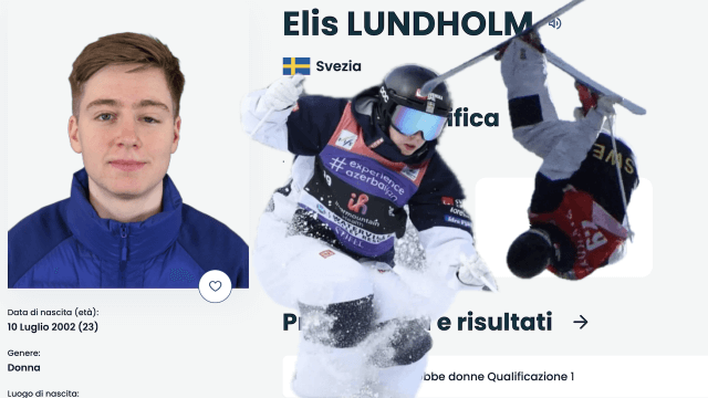 Milano Cortina 2026, il sito dell'Olimpiade definisce "donna" lo sciatore trans Elis Lundholm. E la NBC usa il femminile - lo sciatore transgender Elis Lundholm - Gay.it