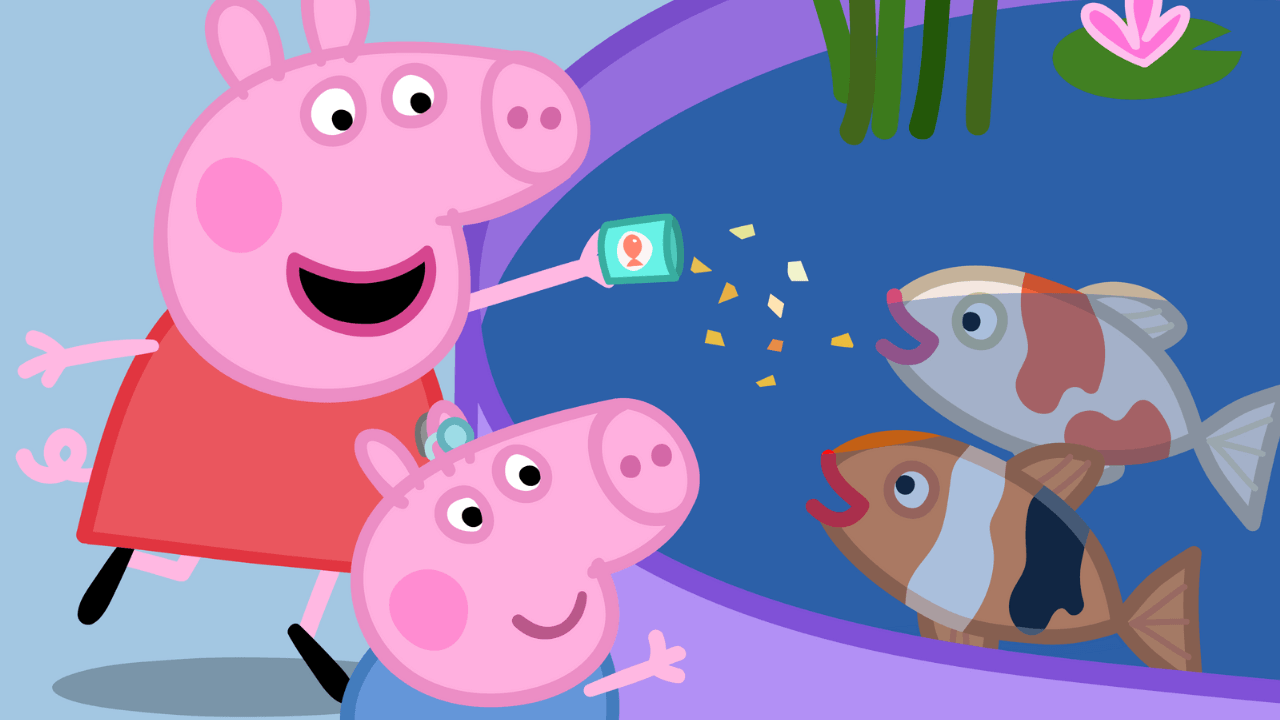Peppa Pig e George con l'apparecchio acustico